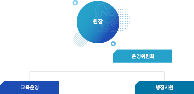 경상국립대학교 평생교육원 조직도 / 원장 -운영위원회, 교육운영, 행정지원
